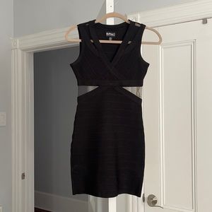 Black cutout body con dress